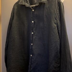 Men's Store Bloomingdale’s Navy Blue Button-Up 100% linen.